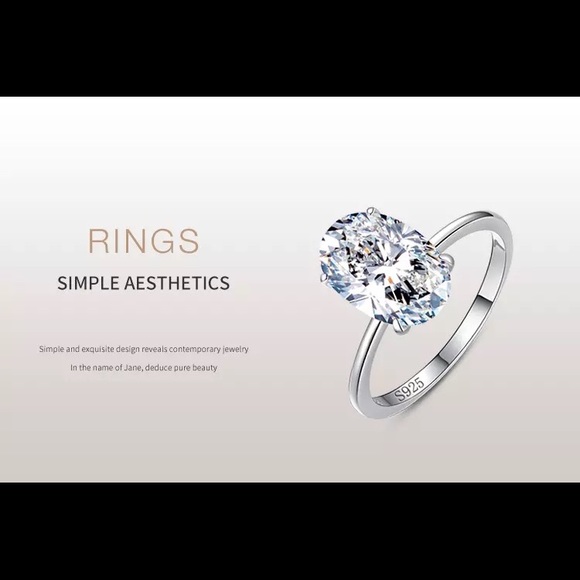 3Ct OVAL VVS Cut 4 Prong Setting Solitaire 925 Ring - Picture 9 of 16